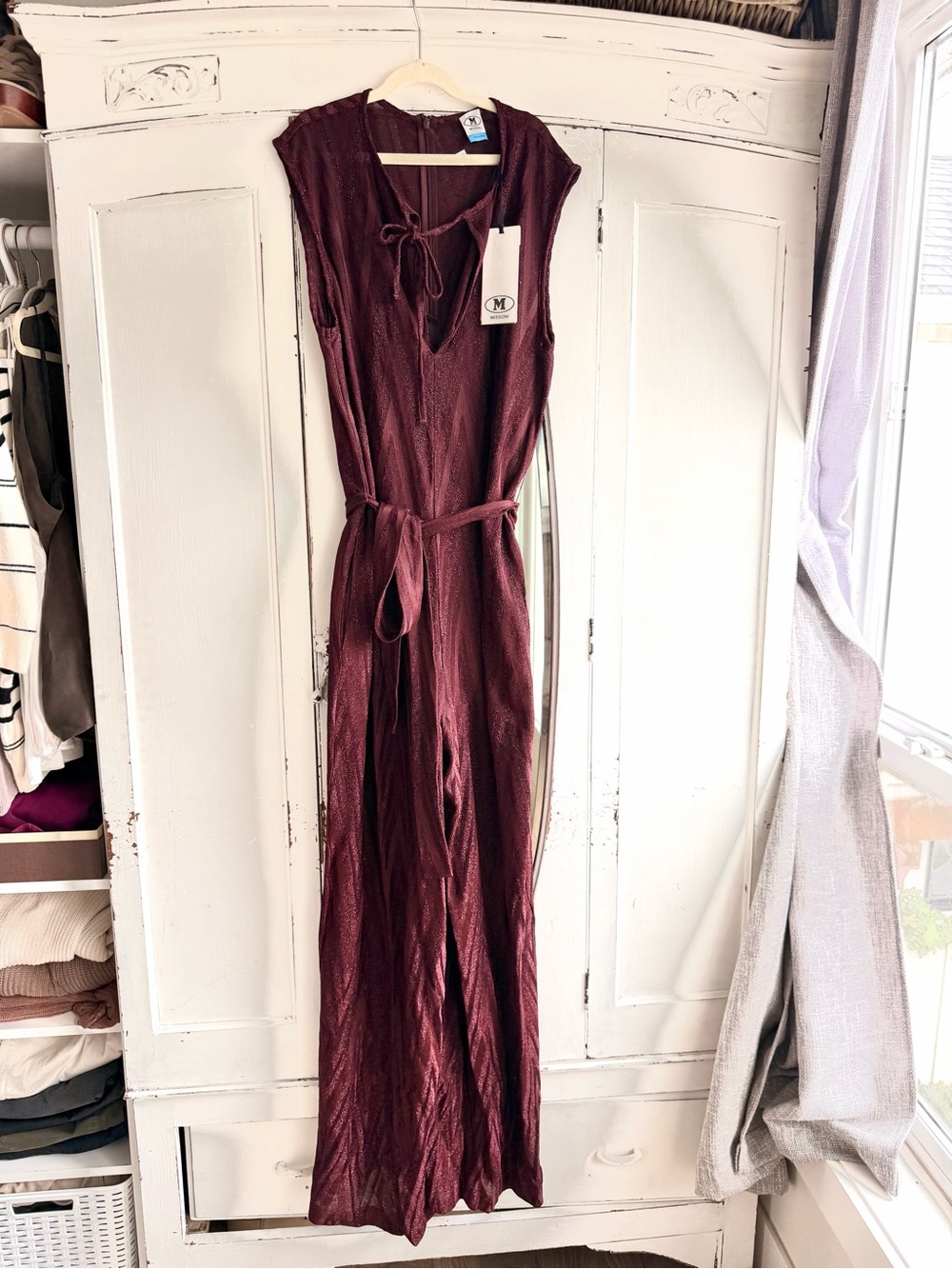 Missoni Burgundy Sleeveless Maxi Dress with Tie Waist